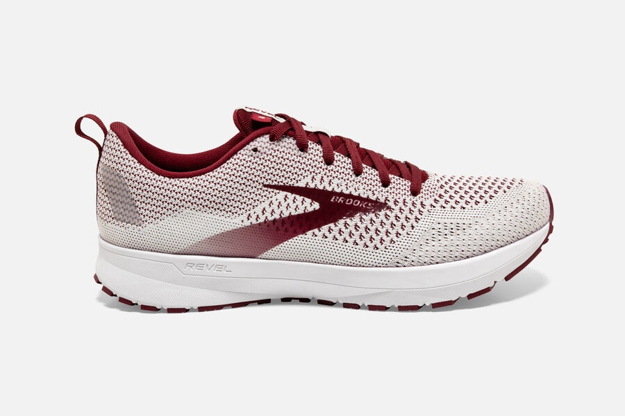 Brooks Revel 4 Road Running Shoes Womens White/Burgundy 512634-DQG